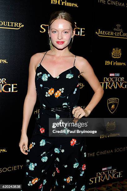 Isabella Farrell attends the Lamborghini with The Cinema Society, Jaeger-LeCoultre & 19 Crimes Wines Host a Screening of Marvel Studios' "Doctor...