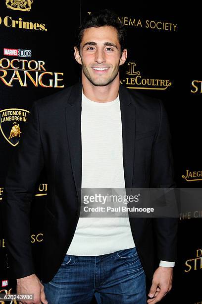 Josh Truesdell attends the Lamborghini with The Cinema Society, Jaeger-LeCoultre & 19 Crimes Wines Host a Screening of Marvel Studios' "Doctor...