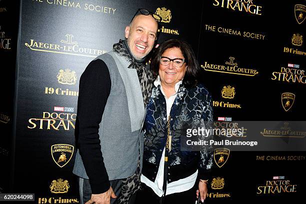 Robert Verdi and Fern Mallis attend the Lamborghini with The Cinema Society, Jaeger-LeCoultre & 19 Crimes Wines Host a Screening of Marvel Studios'...