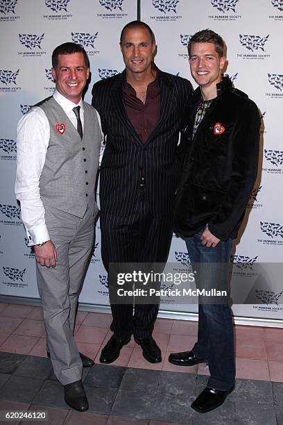 Kyle Quandel, Nigel Barker and Ronnie Kroell attend THE HUMANE SOCIETY OF THE UNITED STATES COOL VS CRUEL AWARDS 2008 at The Bowery Hotel on November...