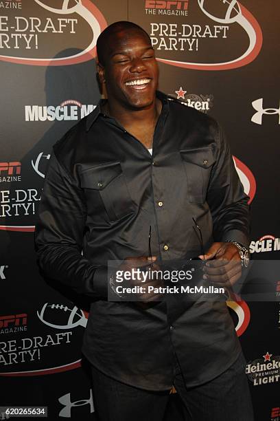 Brickshaw Ferguson attends ESPN The Magazine Pre-Draft Party! at Touch on April 25, 2008 in New York City.