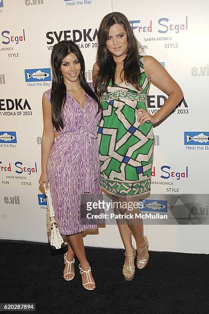 Kim Kardashian and Khloe Kardashian attend The Svedka Vodka and Evil T-Shirt Launch Event to Benefit Heal The Bay event at Fred Segal at Fred Segal...