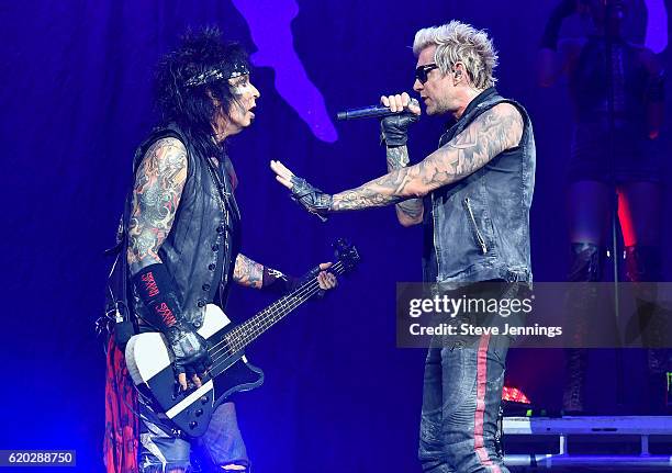 Nikki Sixx and James Michael of Sixx: A.M. Perform on Halloween night at SAP Center on October 31, 2016 in San Jose, California.