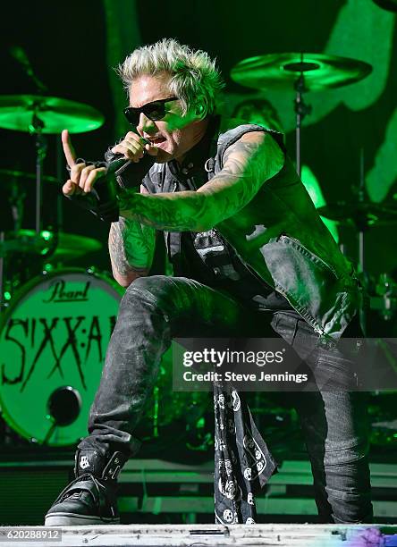 Singer James Michael of Sixx: A.M. Performs on Halloween night at SAP Center on October 31, 2016 in San Jose, California.