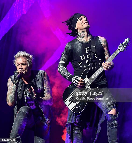 James Michael and DJ Ashba of Sixx: A.M. Perform on Halloween night at SAP Center on October 31, 2016 in San Jose, California.