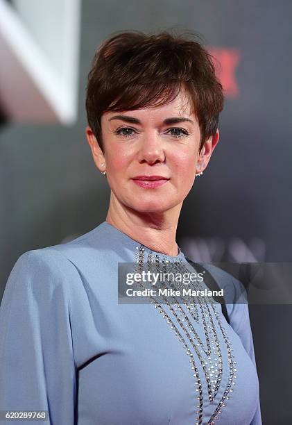 Victoria Hamilton attends the world premiere of "The Crown" at Odeon Leicester Square on November 1, 2016 in London, England.