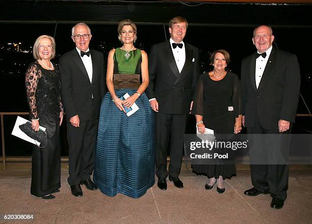 Australian Prime Minister Malcolm Turnbull stands with his wife Lucy , King Willem-Alexander of the Netherlands and his wife Queen Maxima , Governor...