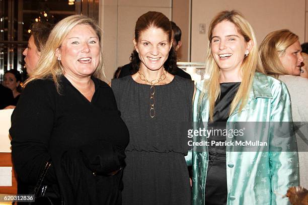 Courtney Arnot, Mary Darling and Leslie Heaney attend BVLGARI and The Society of Memorial Sloan-Kettering Cancer Center Cocktail Event at Bvlgari on...