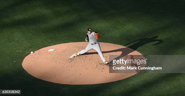 National League All-Star Jose Fernandez of the Miami Marlins pitches during the 87th MLB All-Star Game at PETCO Park on July 12, 2016 in San Diego,...