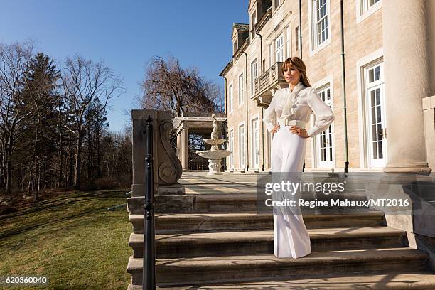 Melania Trump is photographed in the Trump Country House on January 5, 2016 in Westchester County, New York. Makeup by www.nicolebrylskincare.com.