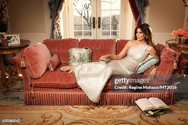 Melania Trump is photographed in the Trump Country House on January 5, 2016 in Westchester County, New York. Makeup by www.nicolebrylskincare.com.