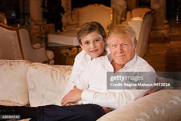 Donald Trump and Barron Trump are photographed at Trump Tower on January 6, 2016 in New York City.