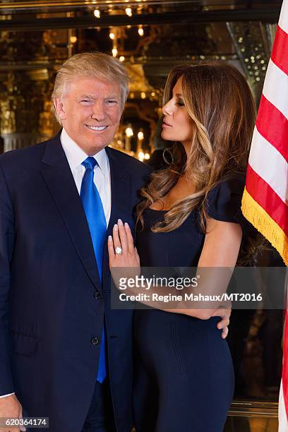 Donald Trump and Melania Trump are photographed at Trump Tower on January 6, 2016 in New York City.