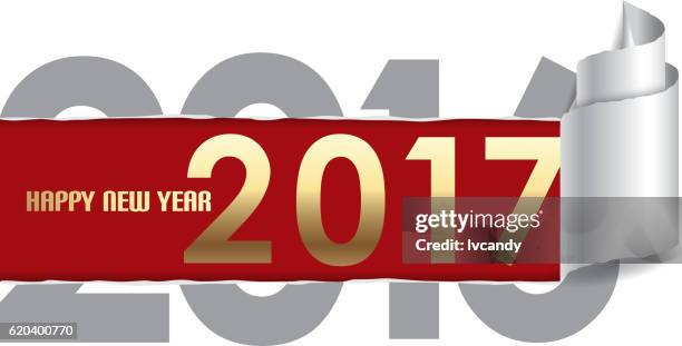 tear 2016 and the 2017 is coming - tear open stock illustrations