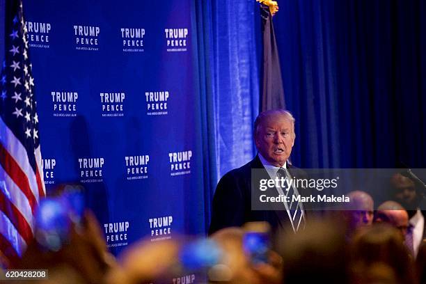 Republican Presidential nominee Donald J. Trump holds a rally at the Double Tree by Hilton- Valley Forge November 1, 2016 in King of Prussia,...