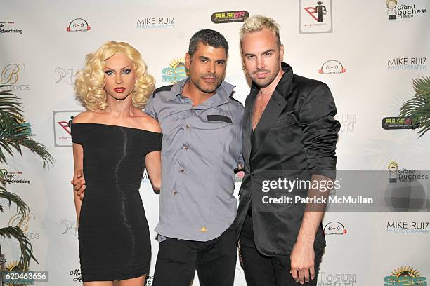 Phillipe Blond, Mike Ruiz and David Blond attend Official Video Release Party for "5 REASONS" by SYLVIA TOSUN and LOVERUSH UK at Nikki Midtown on...