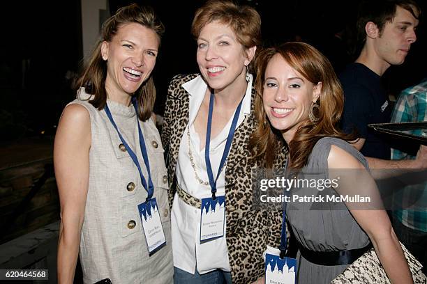Cathy Riva, Eileen Naughton and Dina Kaplan attend FOUNDERS CLUB New York & BARRY DILLER welcome TIM ARMSTRONG & JON MILLER at Roof Garden on June 4,...