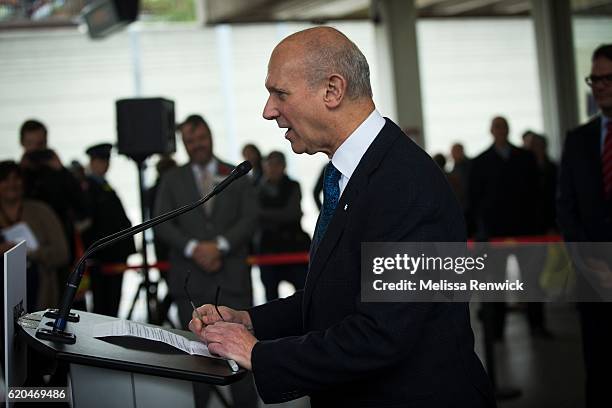 The TTC has redone Bathurst subway stations signage to look like Honest Ed's. David Mirvish attends.