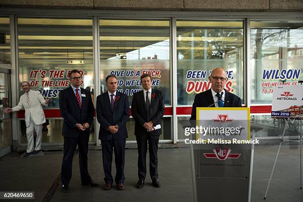 The TTC has redone Bathurst subway stations signage to look like Honest Ed's. David Mirvish attends.