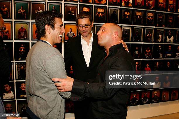 Kenny Florian, Kevin Lynch and Matt Sera attend OCTAGON: THE EXHIBITION at VAN DE WEGHE Fine Art at Van De Weghe on September 25, 2008 in New York...