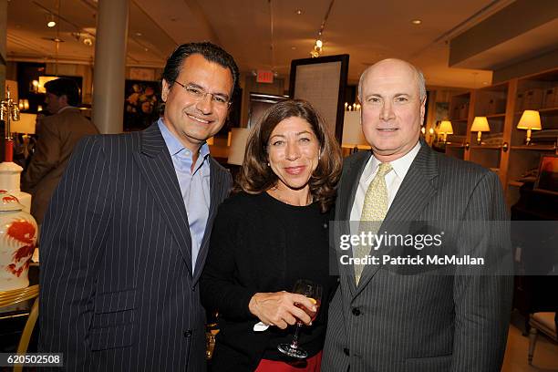 Luis Acevedo, Felicia Brescia and Tony Manning attend Cocktail party to celebrate the opening of THE DUTCH TOUCH ART COMPANY EXHIBITION at JOE NYE on...