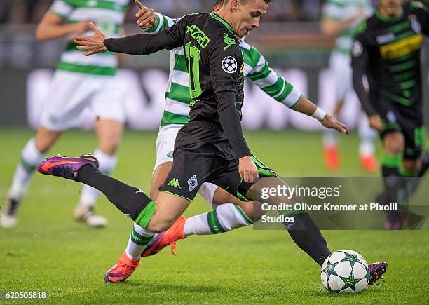 Forward Thorgan Hazard of Borussia Moenchengladbach passing the ball during the UEFA Champions League group C match between VfL Borussia...