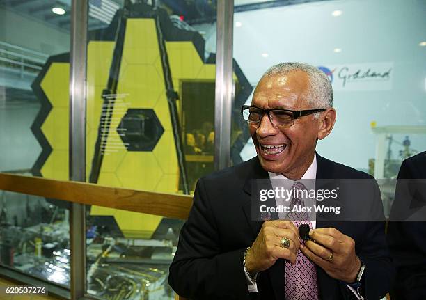 Administrator Charles Bolden answers questions from the media about the James Webb Space Telescope November 2, 2016 at NASA's Goddard Space Flight...