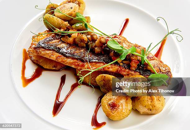 main course - grilled pineapple stock pictures, royalty-free photos & images