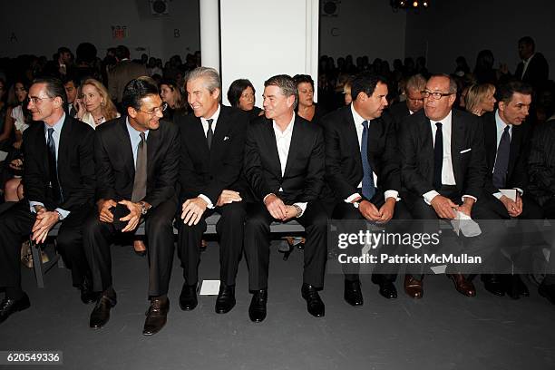Guest, Emanuel Chirico, Terry Lundgren, Tom Murry, Steve Sadove and Ron Frasch attend CALVIN KLEIN COLLECTION Women's Spring 2009 Runway Show at...