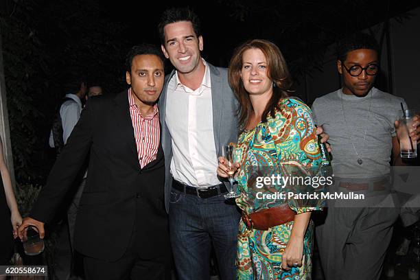 Aasif Mandvi, Alecia Hurst and Matt Walton attend THE CINEMA SOCIETY with BROOKS BROTHERS & BOMBAY SAPPHIRE host the after party for "GHOST TOWN" at...