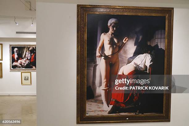 Graphic content / A photography by Alexandre Dupouy is pictured on November 2, 2016 at the Erotic Museum of Paris prior to the auction sale of the...