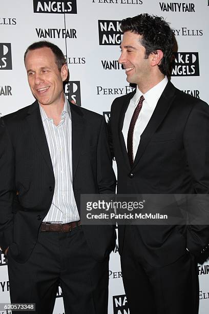 Stephen Belber and David Schwimmer attend NAKED ANGELS Presents Off Broadway Premiere of, FAULT LINES, a New Play by STEPHEN BLEBER at Cherry Lane...
