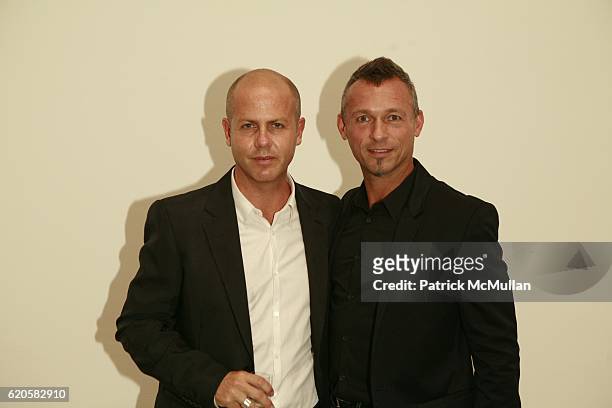 Italo Zucchelli and Quin Aluni attend LOUIS XIII Celebrates WALLPAPER'S Guest Editor LOUISE BOURGEOISE with HELMUT LANG at Cheim & Reid and...