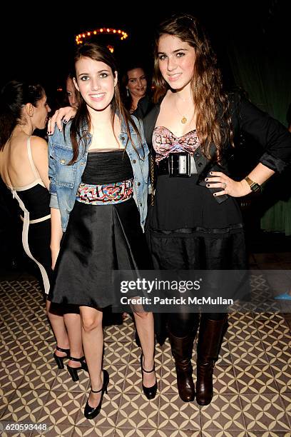 Emma Roberts and Emily McEnroe attend BLACKBERRY PINK CURVE presents INTERMIX's 15th Anniversary in NYC at Bowery Hotel on September 6, 2008 in New...