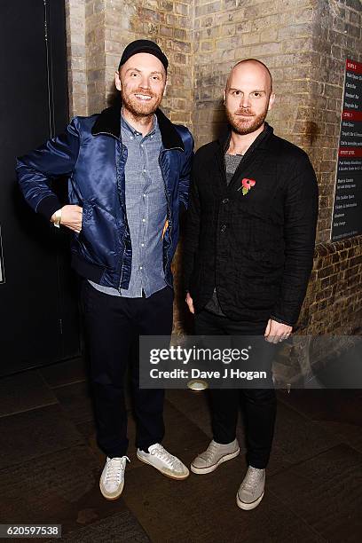 Jonny Buckland and Will Champion of Coldplay attend The Stubhub Q Awards 2016 at The Roundhouse on November 2, 2016 in London, England.