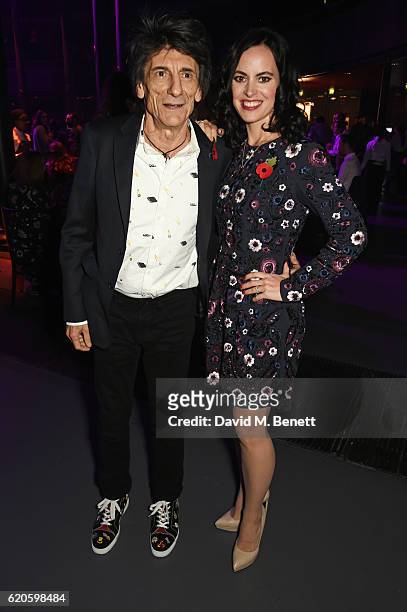 Ronnie Wood and Sally Wood attend a drinks reception at The Stubhub Q Awards 2016 at The Roundhouse on November 2, 2016 in London, England.