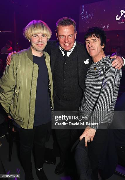 Tim Burgess, Suggs and Johnny Marr attend a drinks reception at The Stubhub Q Awards 2016 at The Roundhouse on November 2, 2016 in London, England.