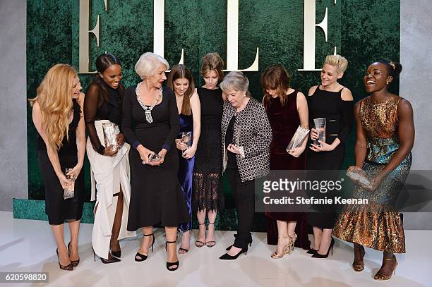 Honoree Amy Adams, honoree Aja Naomi King, honoree Helen Mirren, honoree Anna Kendrick, ELLE Editor-in-Chief Robbie Myers, honoree Kathy Bates,...
