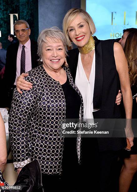 Honoree Kathy Bates and actress Sharon Stone attend the 23rd Annual ELLE Women In Hollywood Awards at Four Seasons Hotel Los Angeles at Beverly Hills...