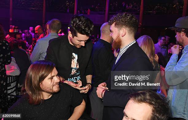 Chris 'Woody' Wood, Dan Smith and Jack Garratt attend a drinks reception at The Stubhub Q Awards 2016 at The Roundhouse on November 2, 2016 in...