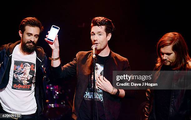 Kyle Simmons, Dan Smith and Chris Wood of Bastille accept the Best Track Award during The Stubhub Q Awards 2016 at The Roundhouse on November 2, 2016...