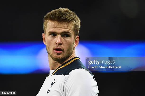 Eric Dier of Tottenham Hotspur looks on during the UEFA Champions League Group E match between Tottenham Hotspur FC and Bayer 04 Leverkusen at...