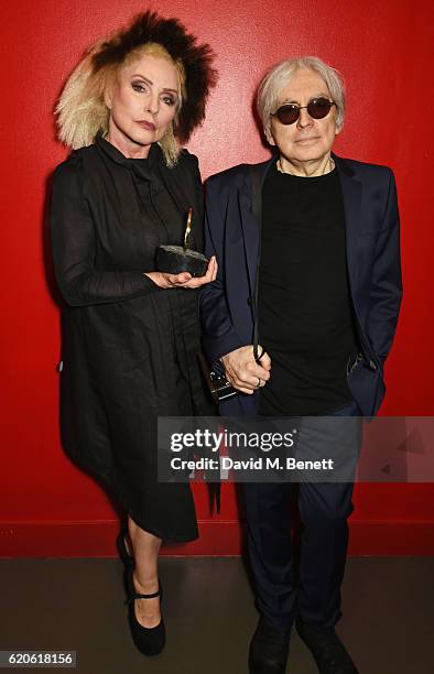 Debbie Harry and Chris Stein of Blondie, winners of the Q Outstanding Contribution To Music award, pose at The Stubhub Q Awards 2016 at The...