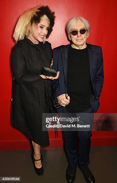 Debbie Harry and Chris Stein of Blondie, winners of the Q Outstanding Contribution To Music award, pose at The Stubhub Q Awards 2016 at The...