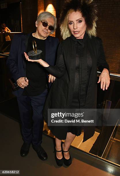 Chris Stein and Debbie Harry of Blondie, winners of the Q Outstanding Contribution To Music award, pose at The Stubhub Q Awards 2016 at The...