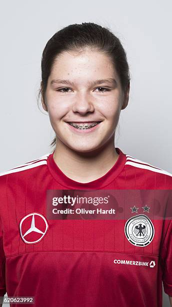 Pauline Berning of Germany poses during the photocall at U16 Girl's Germany - Team Presentation on November 2, 2016 in Flensburg, Germany.