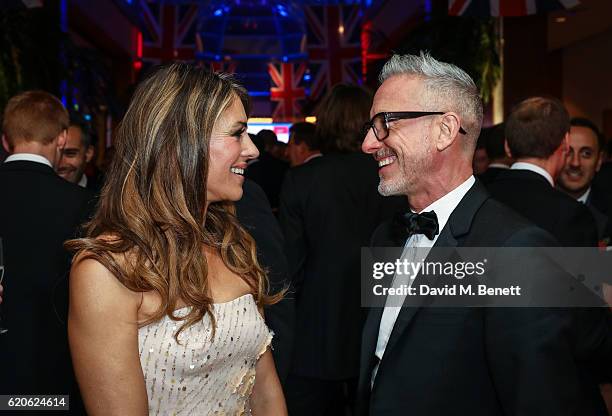 Elizabeth Hurley and Patrick Cox attend the 2016 London Poppy Day Dinner hosted by the City Veterans' Network at The Hurlingham Club on November 2,...