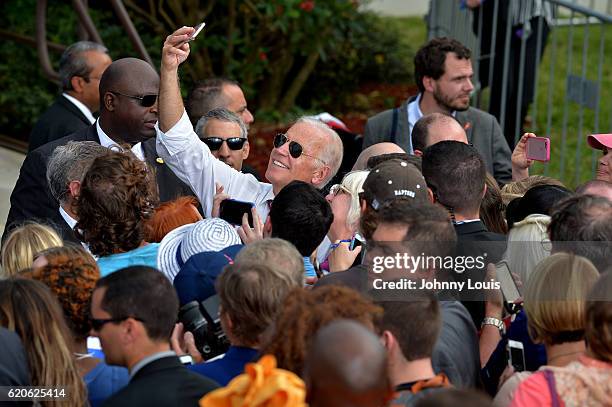 Vice President Joe Biden greet supporters during a public campaign rally for "Get Out The Early Vote" for Democratic presidential nominee Hillary...