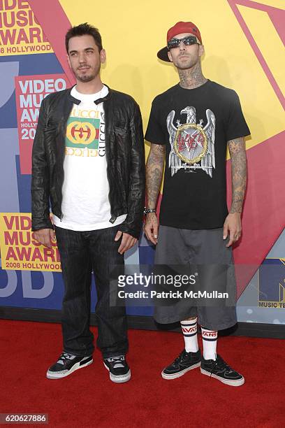 And Travis Barker attend The 2008 MTV Video Music Awards - Arrivals at Hollywood on September 7, 2008.
