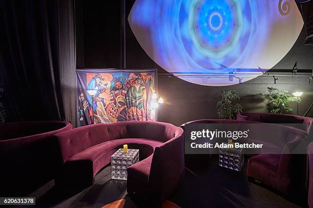 General view of the "NPG Music Club" Room of Prince's Paisley Park Museum during a media preview tour on November 2, 2016 in Chanhassen, Minnesota.